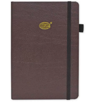 FIS Budget Planner with Elastic Pen Loop, Vinyl, Size A5, White Paper, 100 GSM, 128 Pages, Hard Cover, Round Corners, Colour Chocolate - FSORA5BPLANVCH