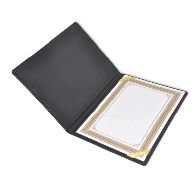 FIS A4 Certificate Folder Italian PU 1-Side Padded Cover, Black - FSCLCHPUBKD5