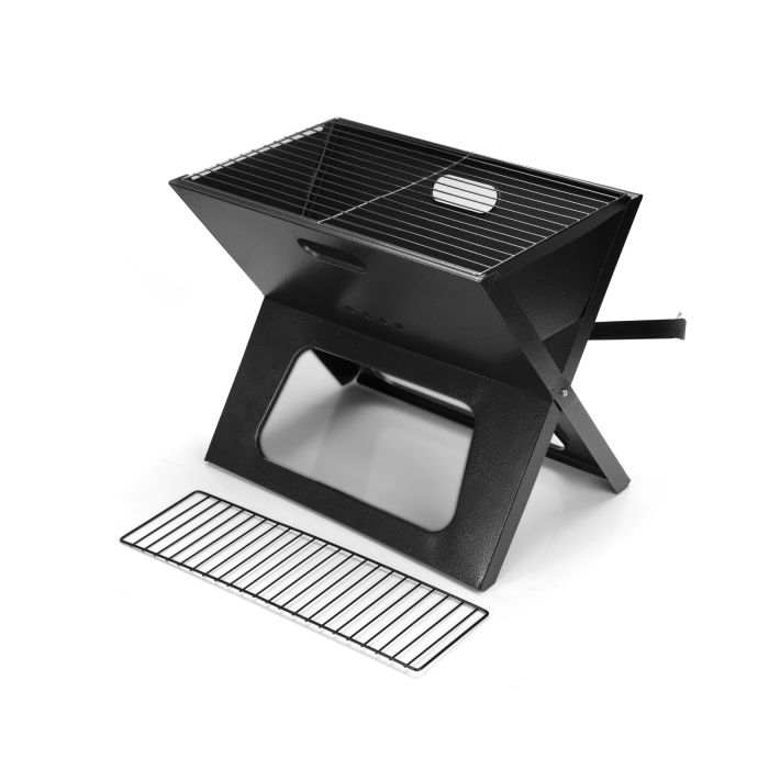 Royalford RF9764 Foldable BBQ - Portable Charcoal Barbecue Grill, BBQ Grill Iron Foldable Barbecue Smoker Grill Barbecue Desk | Air Vent | Comfortable With Grip Handle | Perfect For Camping Picnic Out