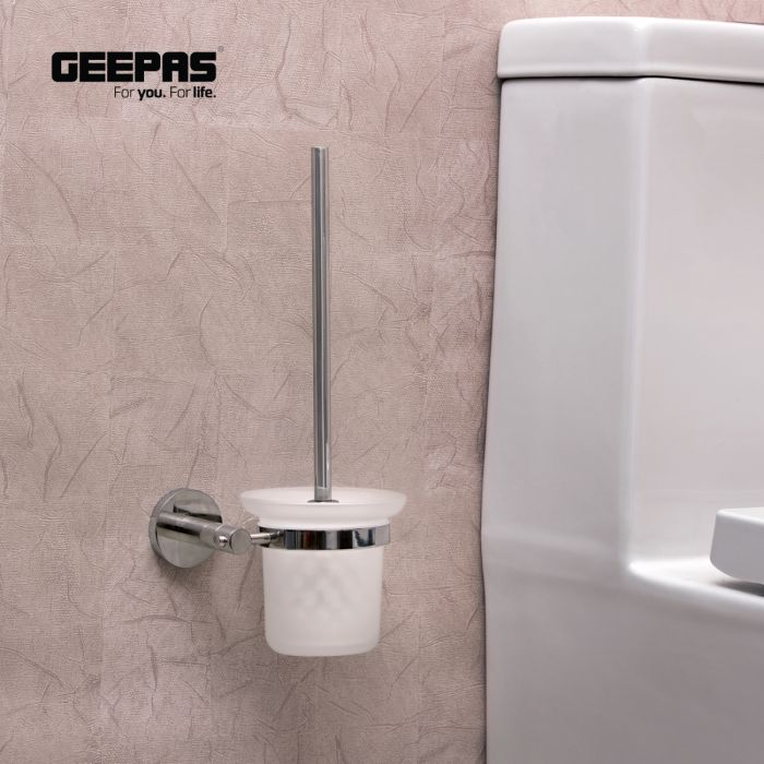 Toilet Brush Holder Set With Stainless Steel Finish, Easy To Install Stylish Wall Mounted Toilet Brush Holder With Shiny Look