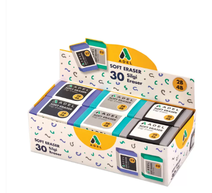 Adel Soft Eraser 2B-4B, 30 Pcs. - ALER2270000008