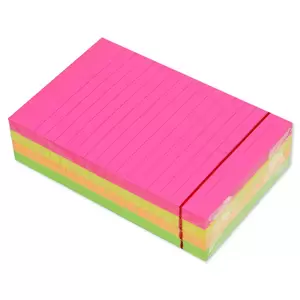FIS Sticky Note Pad, 4X6 inches, Pack of 4, Ruled, 4 Assorted Neon Color -FSPO4X6RN4C