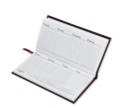 Fis 2024 Slim English Diary Vinyl Hard Cover Chocolate -FSDI51E24CH