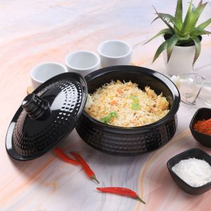 Royalford 6" Biza Handi With Lid - Melamine - Black