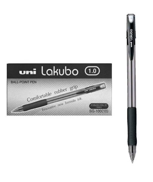 Uni-Ball Lakubo SG-100(10) Ball Point Pen 1.0mm, Black - 12 Pcs of Pack