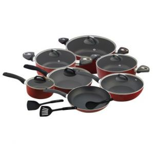 Royalford 16Pcs Non Stick Cookware - Non-Stick - Red