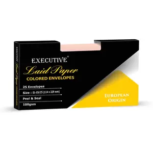 FIS Laid Paper Envelopes Peel & Seal, Pack of 25 Pcs. Pink Color, DL (114 x 229 mm) Size, 100 GSM - FSEE1015PPIB25