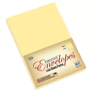 FIS Executive Laid Paper Envelopes Peel & Seal, Pack of 50 Pcs. Cream Color, 12 x 10 Inch, 100 GSM - FSEE1034PBCR50
