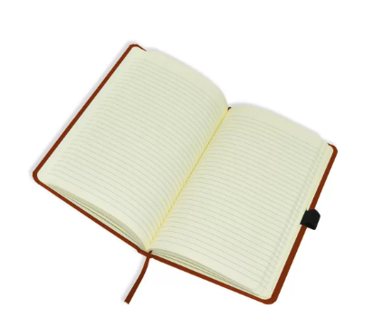 FIS Notebook With Elastic Band Italian PU Cover, Ivory Paper, Single Ruled, Maroon Color, 96 Sheets, Pen Holder With Gift Box, 13 x 21 cm Size