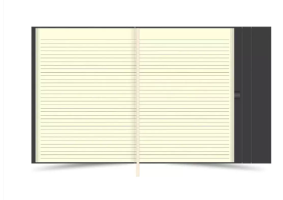 FIS Magnetic Folder Italian PU Cover with Writing Pad, Ivory Paper, A4 Size, Single Ruled 96 Sheets with Gift Box, Black Color - FSMFEXNBA4BK