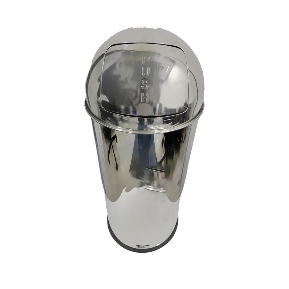 AKC Push Trash Bin Metallic Silver 50 Liters