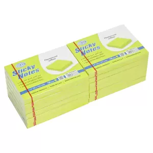 FIS Sticky Note, Fluorescent Yellow Colours, Size 3 x 4 Inch, 100 Sheets, Quantity per Pack 12 - FSPO34FYL