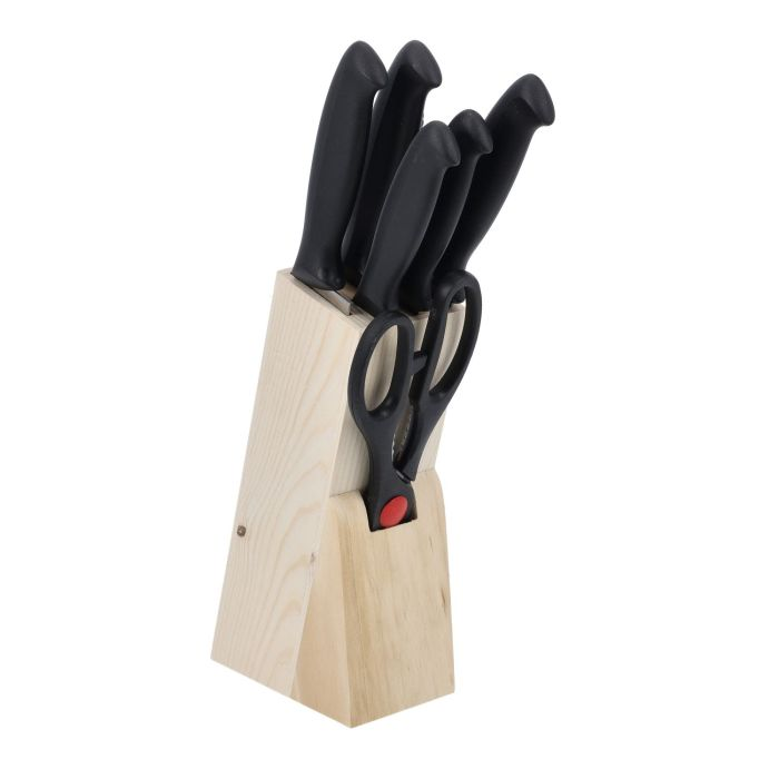 8pcs Kitchen Knives Set With Wooden Block, RF10229 | Multipurpose Scissor, Knife Sharpener | All-In-1 Kitchen Set For Chopping, Slicing, Mincing And Dicing