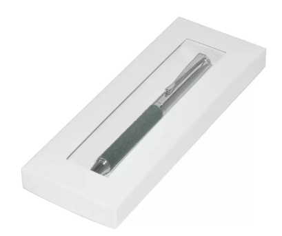 FIS Silver Pens with Embossed Italian PU Wrapper and Gift Box, Green Colour - FSPNSPUGRD5