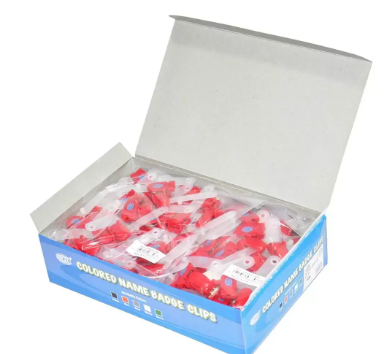 50-Piece FIS Name Badge Clip Red - FSNAB-02RE