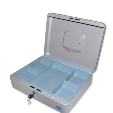 FIS Cash Box with Key 12 Inch, Matt Finish Grey Color - FSCPTS0019GY