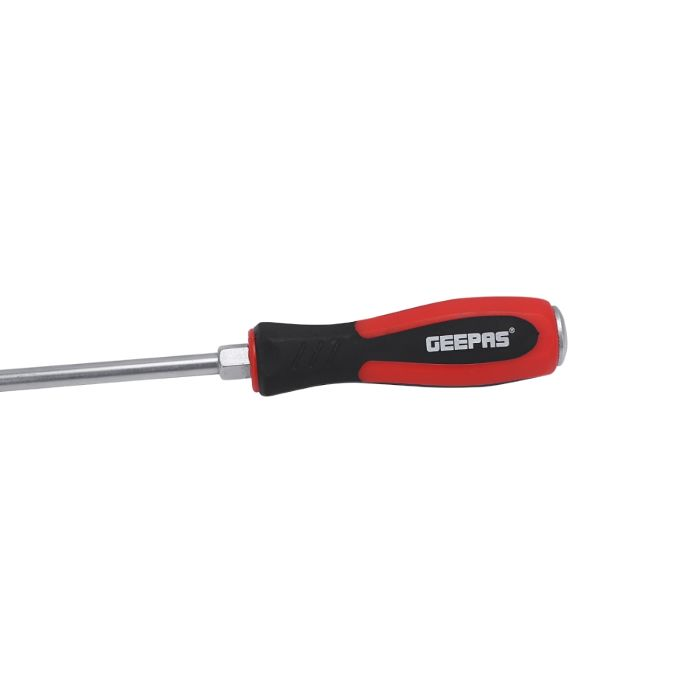 Geepas Precision Screwdriver - Slotted Screwdriver With Soft Grip Rubber Insulated Ergonomic Handle - CR-V Build, Magnetic Tip And Hanging Hole For Easy Carry - Bicolored Red/Black - (SL 8x200mm)