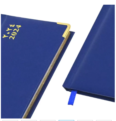 FIS 2024 Golden Slim Arabic English Diary Vinyl, 1 Side Padded Blue -FSDI52AEG24BL