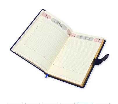 FIS Golden Agenda Diary 2024 (Arabic/English) Italian PU, 1-Side Padded, Blue - FSDI75AEPG24BL