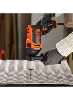 Corded Hammer Drill with Variable Speed and Forward/Reverse Function Ideal for Wood, Metal and Masonry Drilling and 6 Drill Bits in Kit Box 3100RPM 850W BEH850K-GB Orange/Black