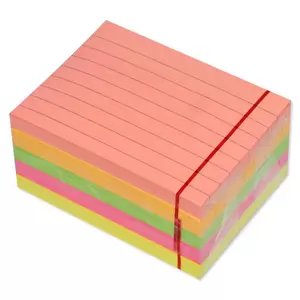 FIS Sticky Note Pad, 3X4 inches, Pack of 5, Ruled 5 Assorted Neon Color -FSPO3X4RN5C