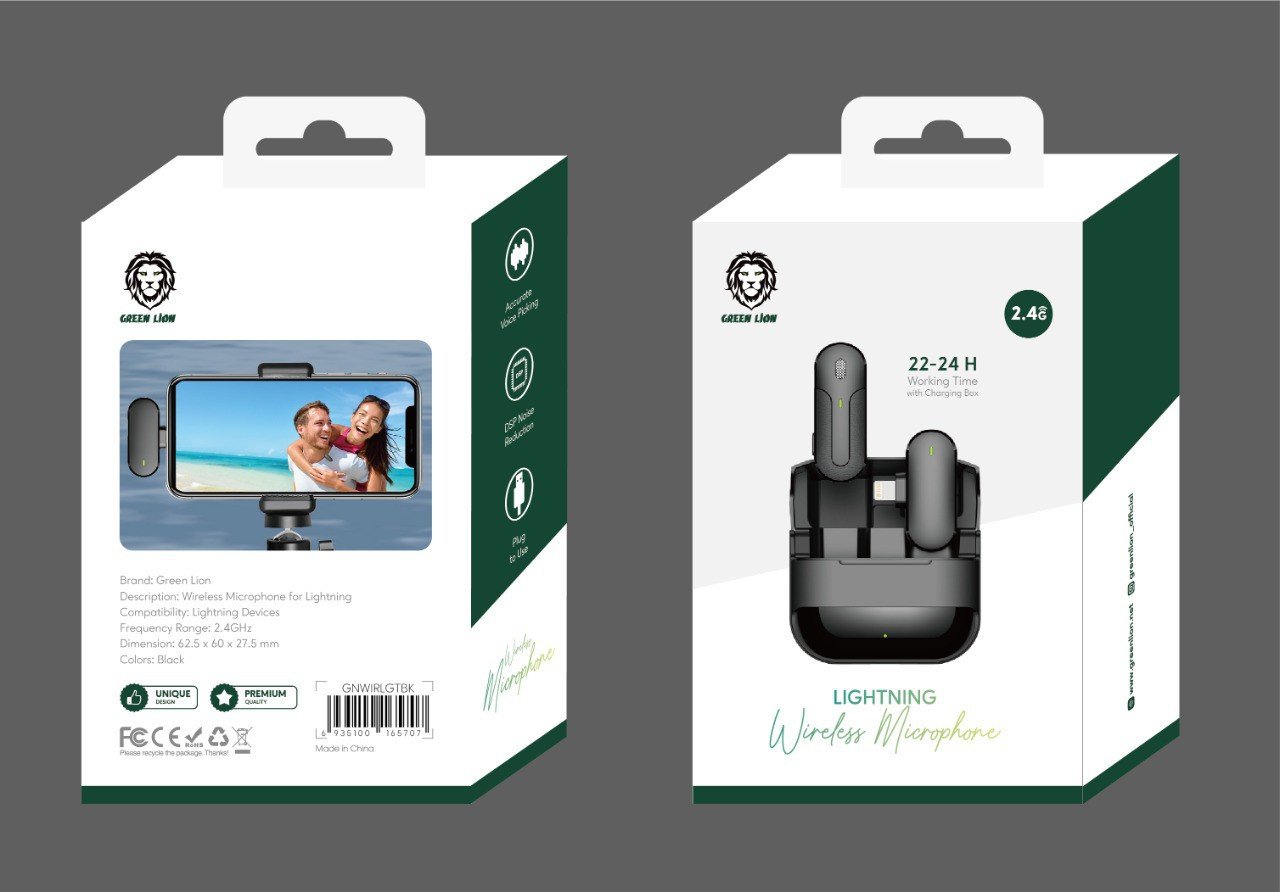 Green Wireless Microphone ( Type-C Connector ) - Black