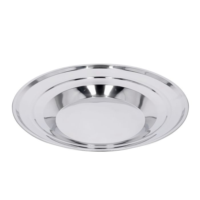 Royalford 55 CM Deep Round Serving Plate- RF11619| Premium-Quality, Light-Weight And Food-Grade Stainless Steel Plate| Elegant And Durable With A Mirror-Finish Body| Perfect For Serving Food| Silver