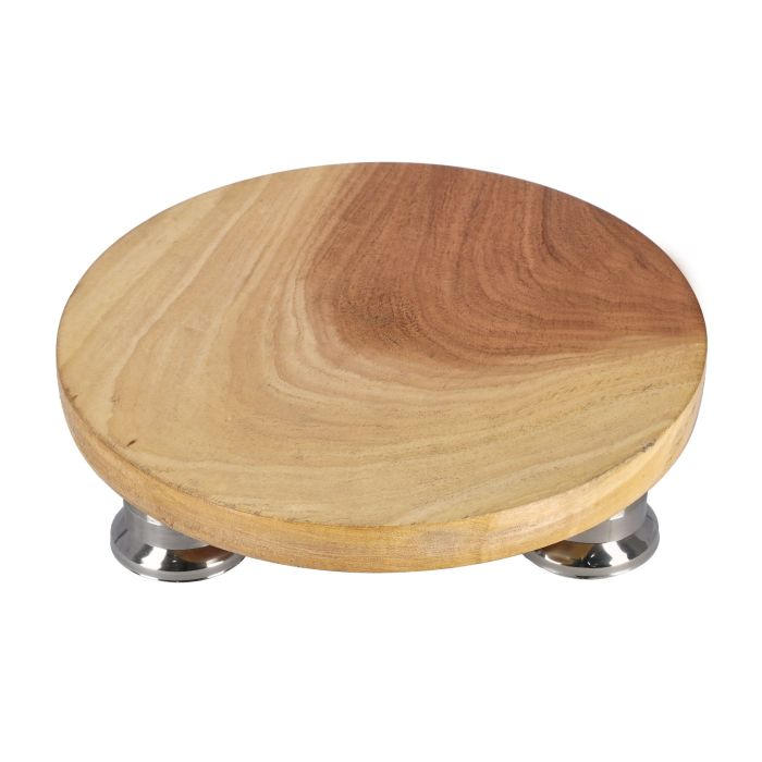 10" Chapati Table With Steel Legs, Premium Quality, RF10024 | Durable Design Kitchenware | 100% Natural Wood Chapati Maker | Eco-Friendly | Used In Home/Restaurant