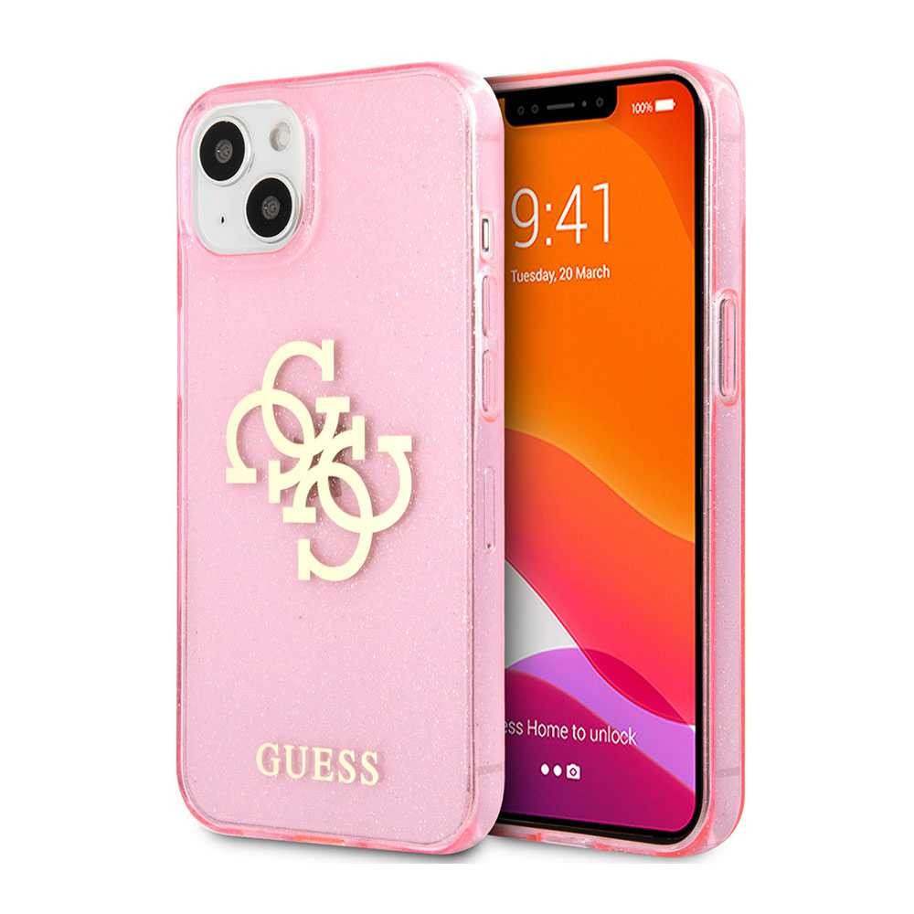 Guess TPU Full Glitter Cases 4G Logo For iPhone 13 Mini (5.4") - Pink