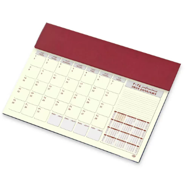 FIS Year Planner 2024 (Arabic/English) with PVC Desk Blotter and Italian PU Flap, Maroon - FSDKPAE24MR