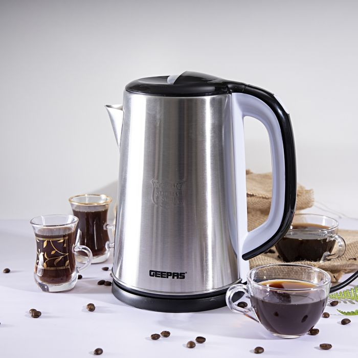 Geepas Electric Kettle 2.5L 1600W - Cordless Tea Kettle, Auto Shut-Off & Boil-Dry Protection | Ideal For Coffee, Tea,Milk, Water & More