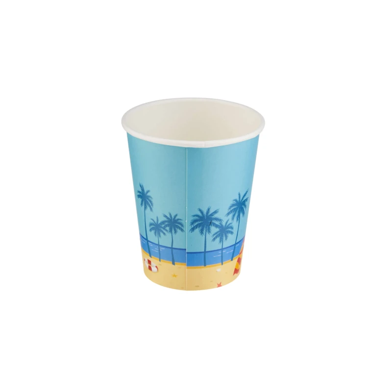Hello Summer Single Wall Paper Cups 8 Oz 25 Pieces