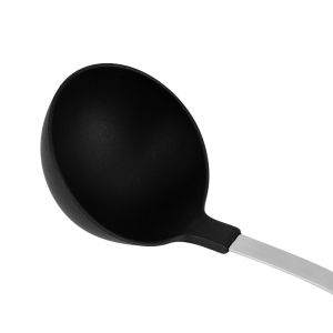 Royalford Soup Ladle With Wooden Handle - Nylon - Black