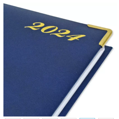 Fis 2024 A5 Diary,Gold Corners,English Vinyl 1Side Padded Blue -FSDI22E24BL