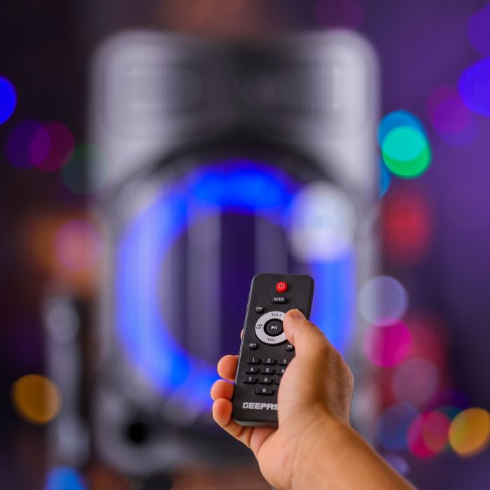 Portable And Rechargeable Speaker, Remote Control, GMS11167 | BT/FM/USB/SD Card/ TWS | Speaker With LED Disco Light, Wireless MIC & AUX Input