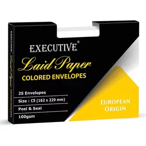 FIS Executive Laid Paper Envelopes Peel & Seal, Pack of 25 Pcs. Moon Beam White Color, C5 (162 x 229 mm) Size, 100 GSM - FSEE1026PMWB25