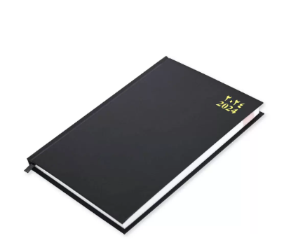 FIS 2024 Agenda Diary Arabic/English Vinyl Hard Cover, Black - FSDI75AEV24BK