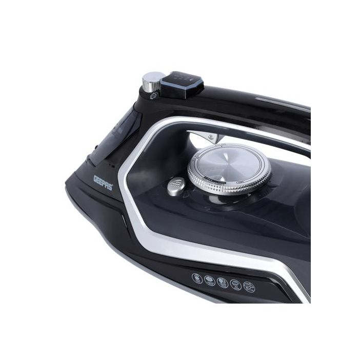Geepas GSI24024 2200W Ceramic Team Iron - Adjustable Temperature Control, Non Sticky Soleplate - Dry/Steam/Burst Of Steam/Vertical Steam Function, Steam Boost