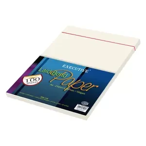 FIS Executive Laid Bond Paper, 100 Sheets, 100 gsm, Camelle White Color, A4 Size - FSPA100CWH