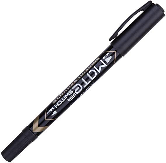 Deli Permanent Marker Double Tips, 12 pieces of  Pack , Black