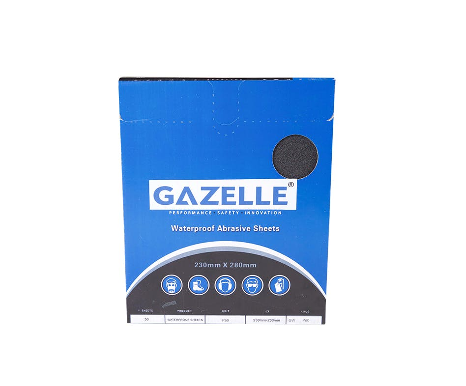 GAZELLE GWP180 WATERPROOF SHEETS 8 X 11IN – 180GRIT (PACK OF 50)