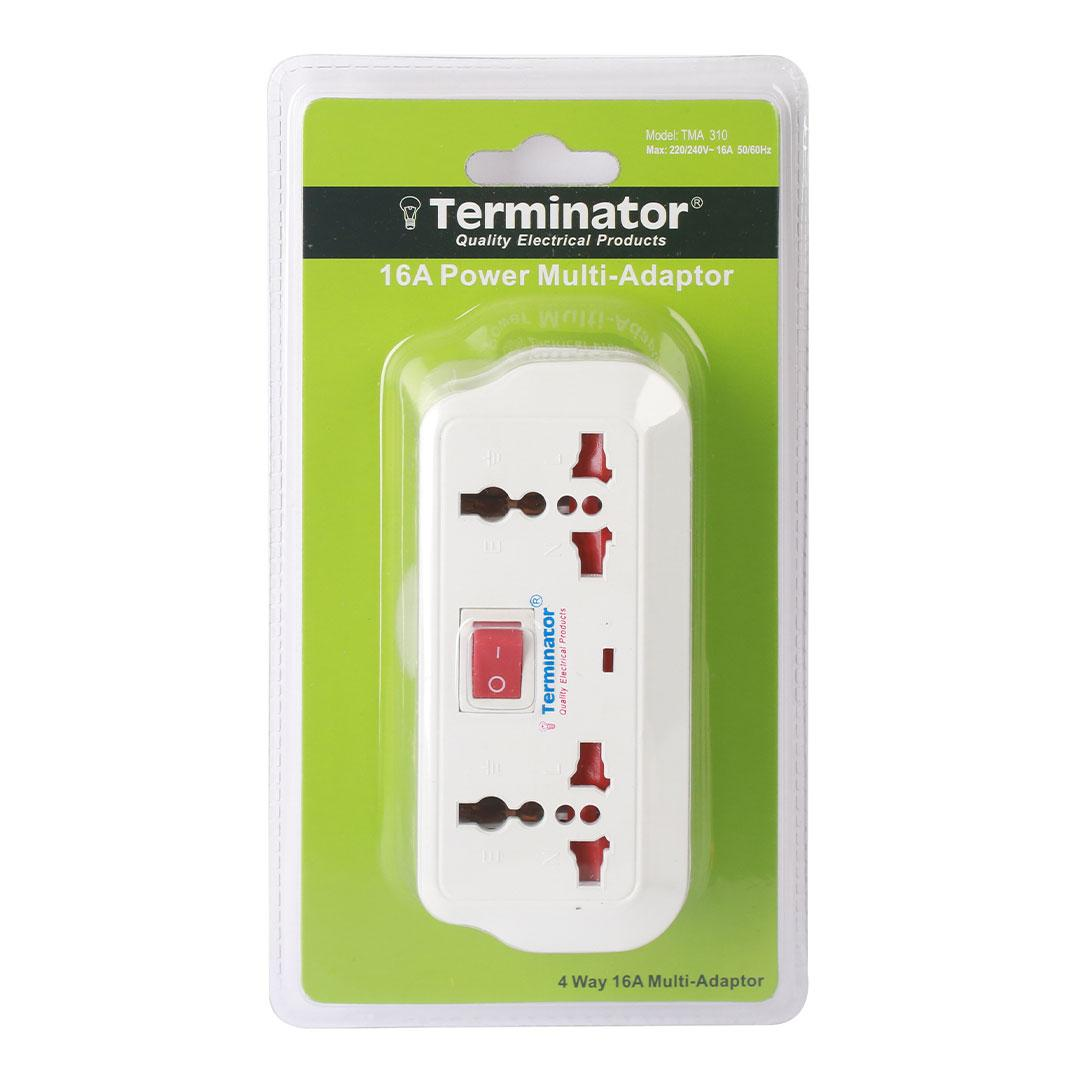 Multi Adaptor Universal 2 Pin Schuko Plug 16A With Switch 2 Way 3 Pin Spocket + 2 Way 2 Pin Socket