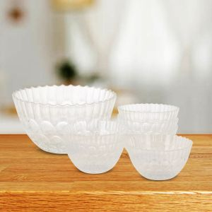 Royalford Glass Bowls Set - Glass - Clear - 04 L