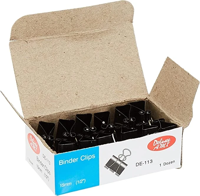 Deluxe Black Binder Clip 15mm 1/2" 12pcs/Pack
