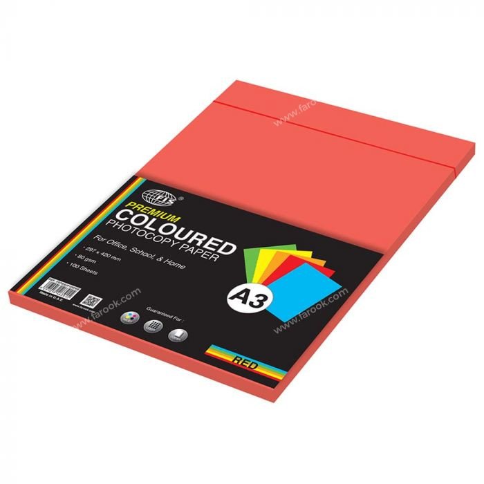 FIS Color Photocopy Paper A3, 80gsm, 100 Sheets, Premium Red - FSPWA3P100PRE