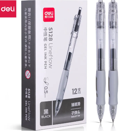 12pcs/lot Deli S128 Quick-drying 0.5mm Gel Pen Signature Pen School Office Writing Supplies