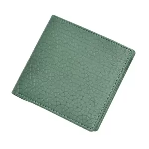 FIS Italian PU Bifold Design Wallets Polyurethane For Men, ID Card Window, 6 Card Slots, 2 Sideways Pockets, Divided Bill Compartments, Green Colour, Closed Size 100 x 105 mm - FSPQGRD4