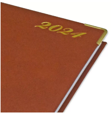 FIS A4 Diary 2024 English (Golden Corners) Brown - FSDI42E24BR