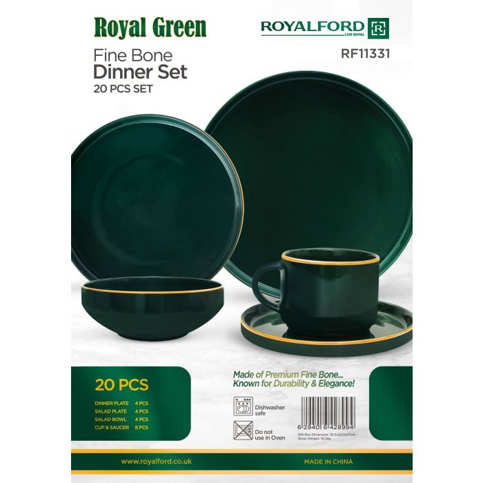 Royalford RF11331 20Pcs Fine Bone Dinner Set