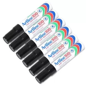 Artline Jumbo Marker, Pack of 12, Ek-100 7.5-12.0 Water Proof, Black - ARMK100XFBK
